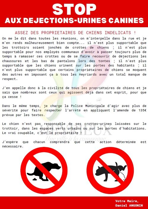 STOP AUX DEJECTIONS-URINES CANINES