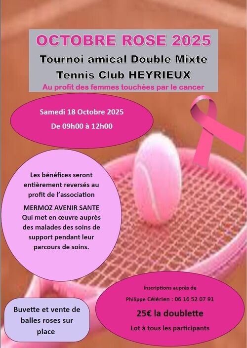 Octobre Rose 2025 - Tournoi amical double mixte Tennis Club Heyri