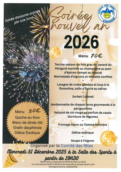 🎉 Comité des Fêtes - Soirée du Nouvel An 2026 🎉 🎉 Comité des Fêtes - Soirée du Nouvel An 2026 🎉