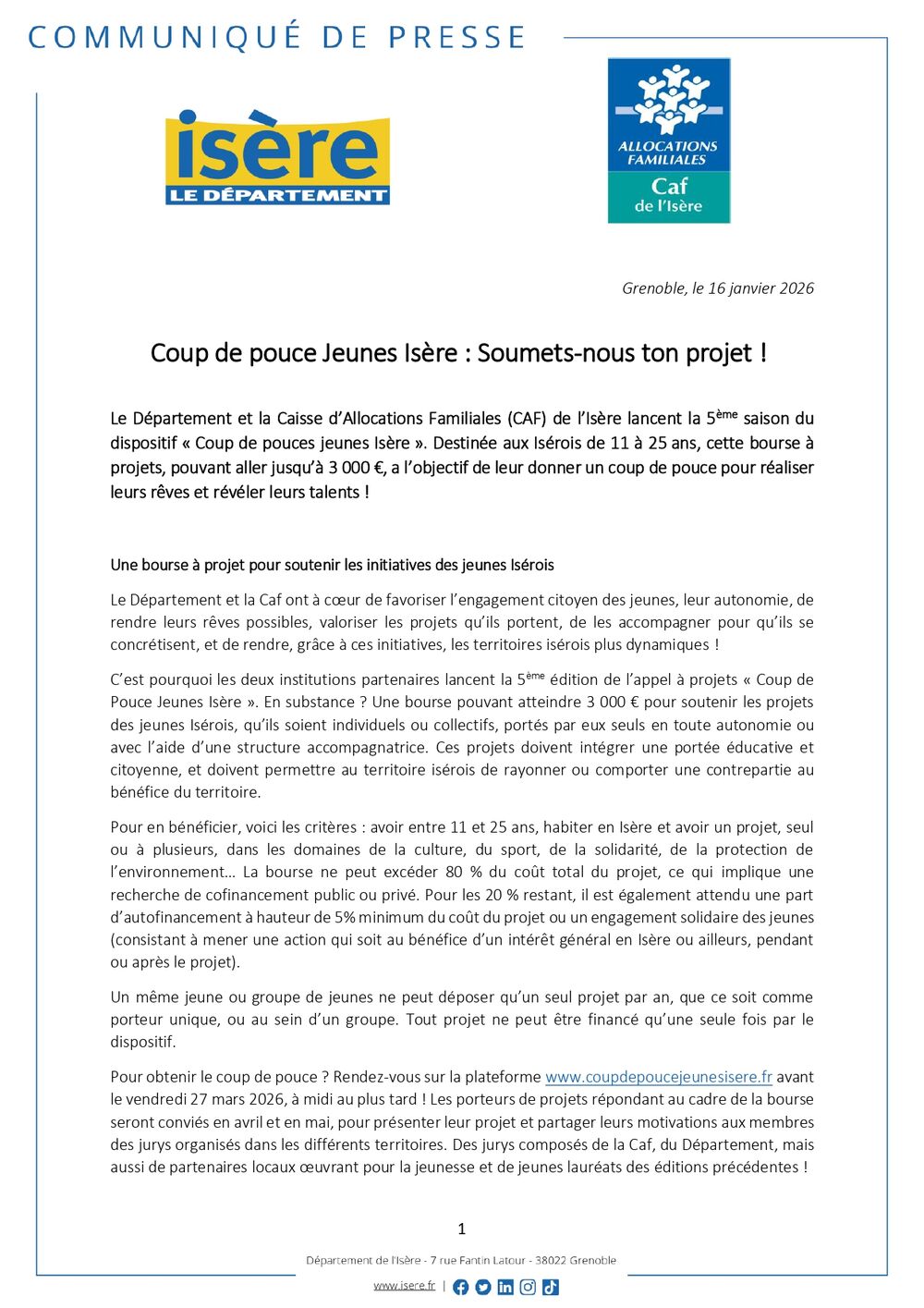 Le D&eacute;partement de l'Is&egrave;re vous informe