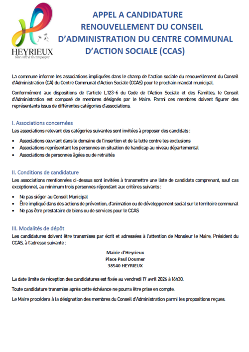 Appel &agrave; candidature