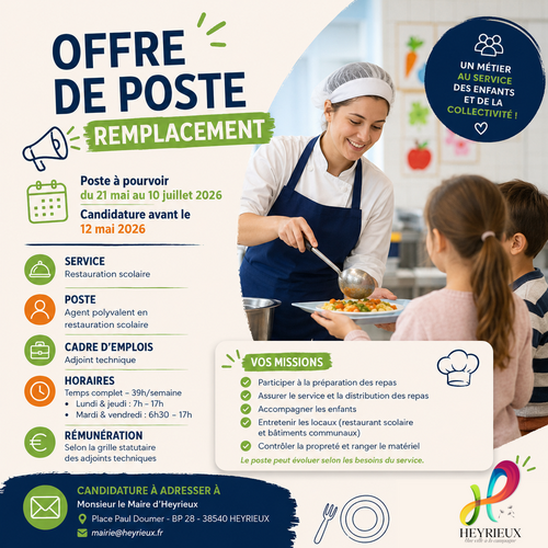 📢 OFFRE DE POSTE - REMPLACEMENT