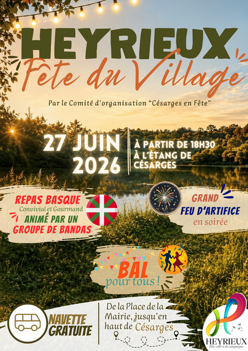 🎉 HEYRIEUX F&Ecirc;TE DU VILLAGE - SAMEDI 27 JUIN 2026 🎉