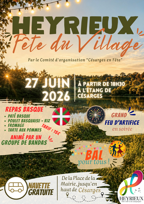 🎉 HEYRIEUX F&Ecirc;TE DU VILLAGE - SAMEDI 27 JUIN 2026 🎉