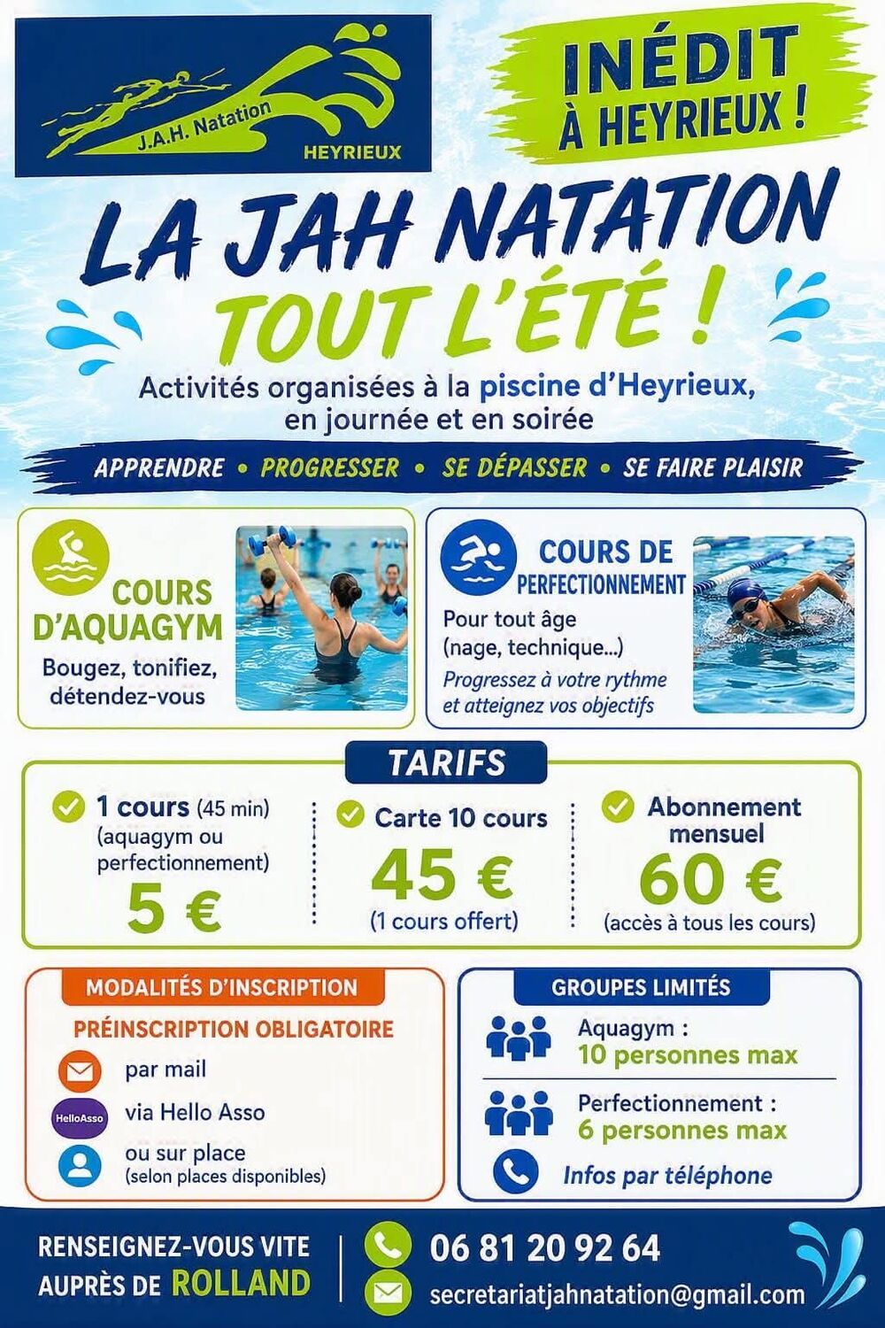 La JAH Natation vous informe