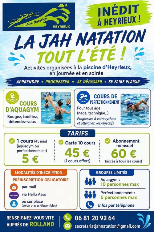 La JAH Natation vous informe