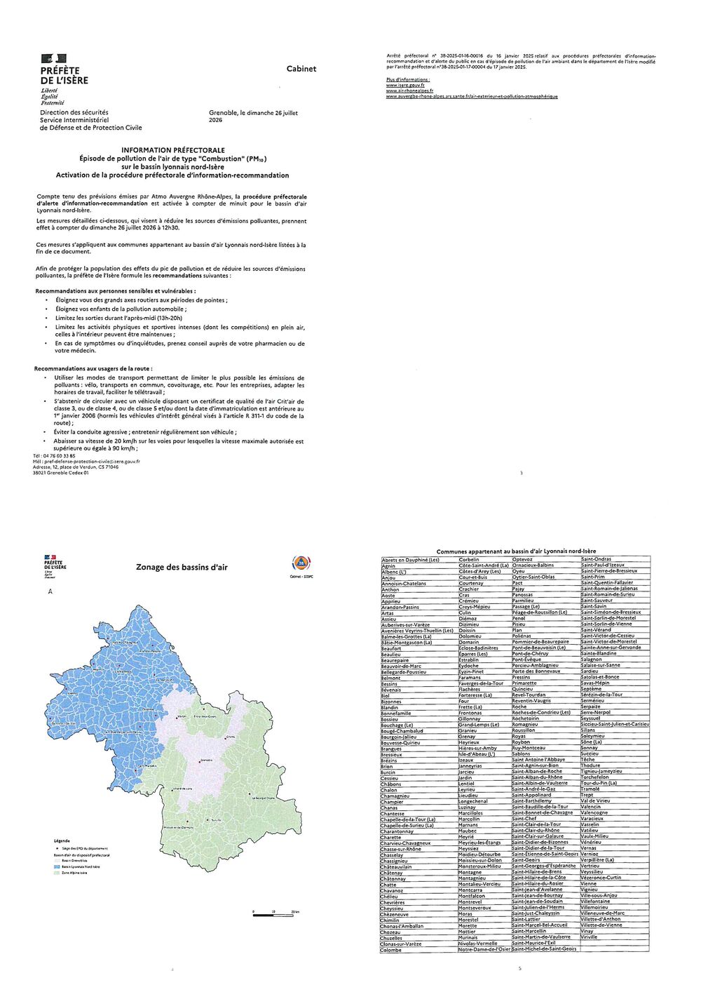 La Pr&eacute;fecture de l'Is&egrave;re vous informe