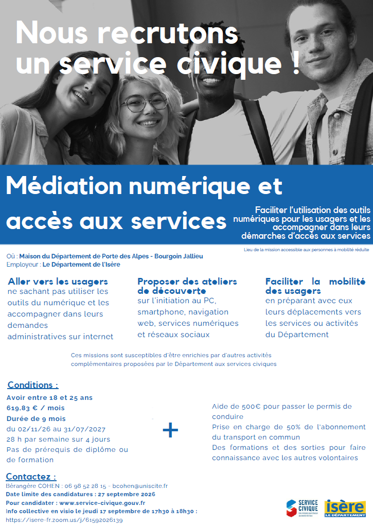 📢 Le D&eacute;partement de l'Is&egrave;re recherche un volontaire