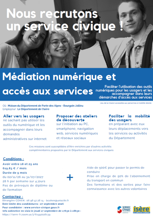 📢 Le D&eacute;partement de l'Is&egrave;re recherche un volontaire