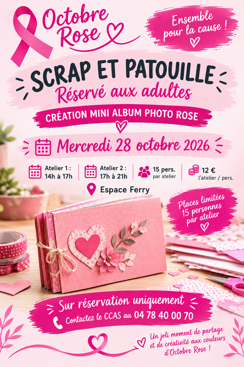 🌸 OCTOBRE ROSE - ATELIER SCRAPBOOKING 🎀