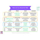 Menu du 5 au 30 janvier 2026