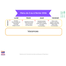 Menu du 2 au 6 f&eacute;vrier 2026