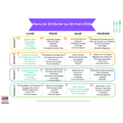 Menu du 23 f&eacute;vrier au 20 mars 2026
