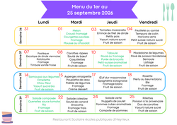 Menu du 1er au 25 septembre 2026