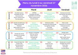 Menus du 2 au 27 novembre 2026